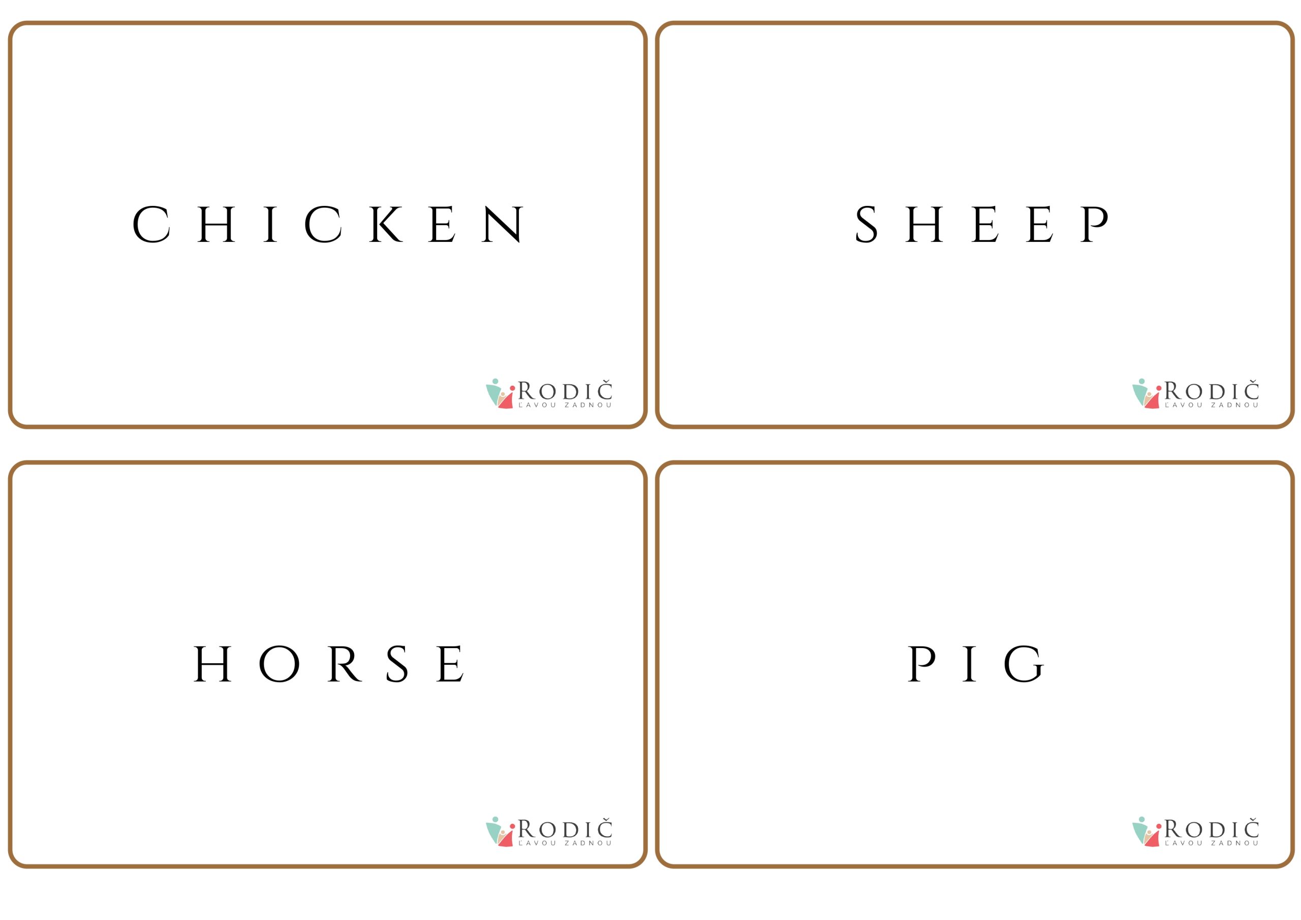 Flash cards FARM ANIMALS