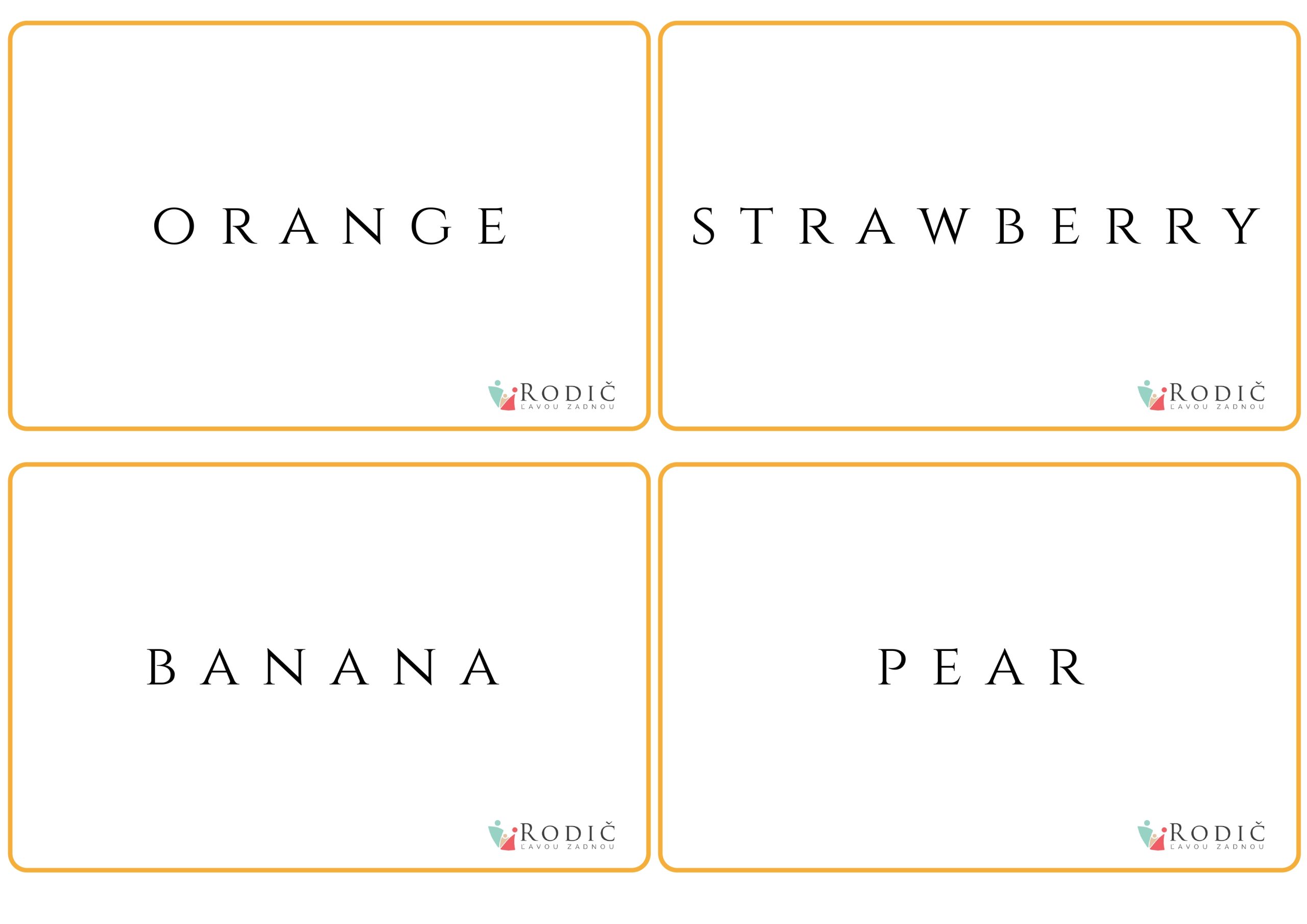 Flash cards FRUITS