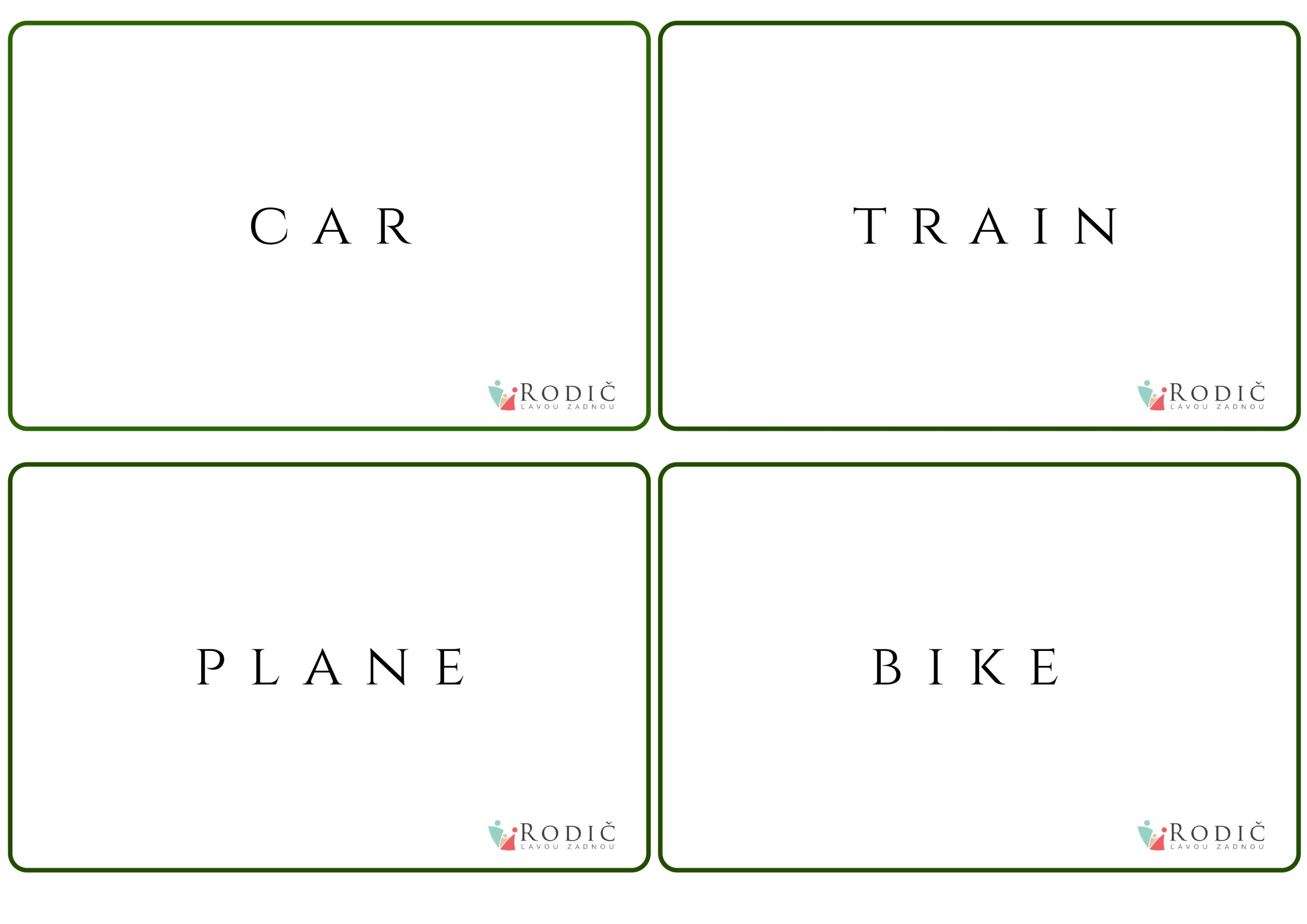 Flash cards TRANSPORT